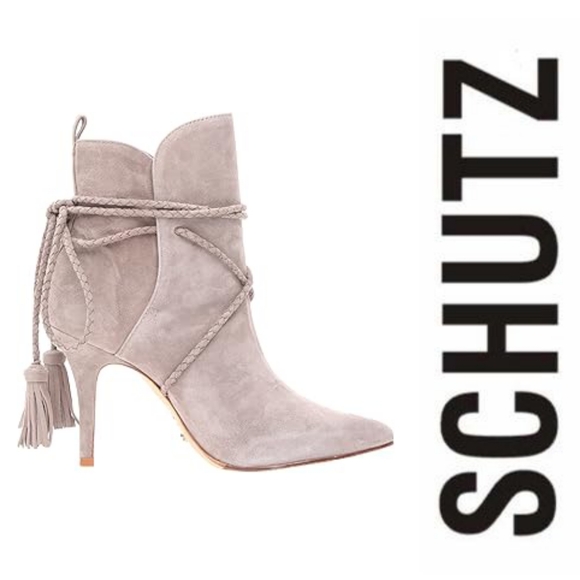 Schutz Gray Suede Ankle Booties